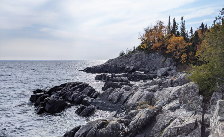 Rocky coast of Lake Superior in Ontario north west
