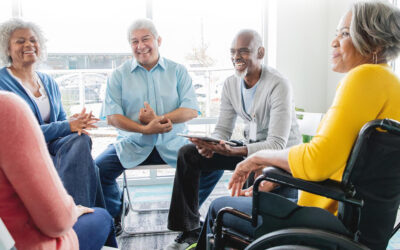 After Stroke Peer Support Group participants talking in a circle