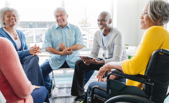 After Stroke Peer Support Group participants talking in a circle